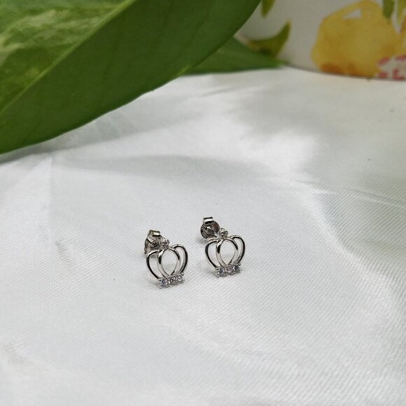 925 Sterling Silver Princess Crown Stud Earrings – 10mm Cubic Zirconia – NEW!!! - Picture 6 of 12